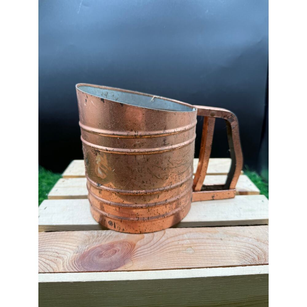 Vintage Copper Foley Sift Chine Triple Screen Flour Sifter KitchenTool